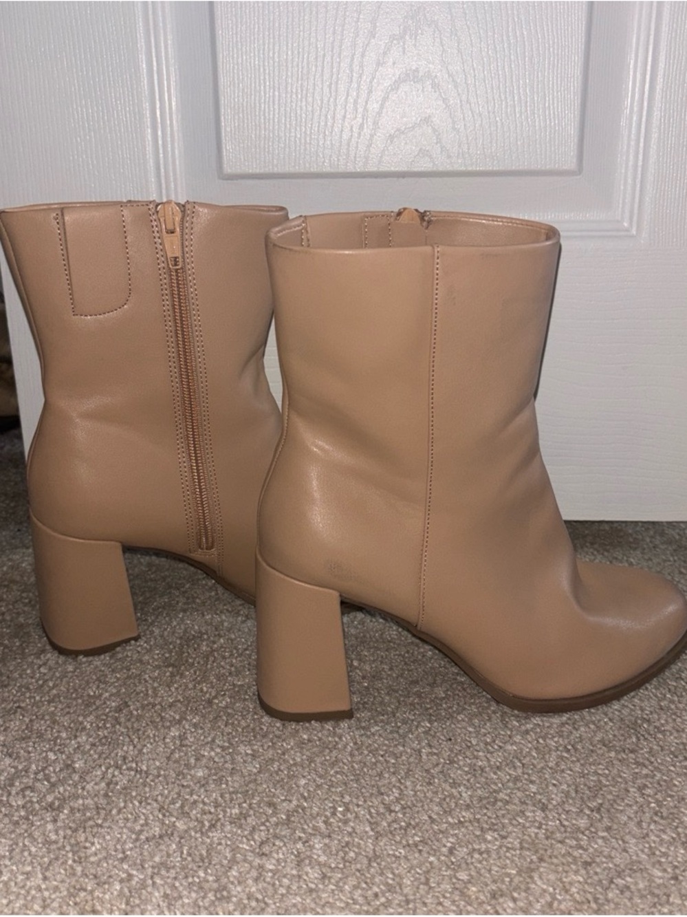 Target Tan Faux Leather Block Heel Ankle Boots
